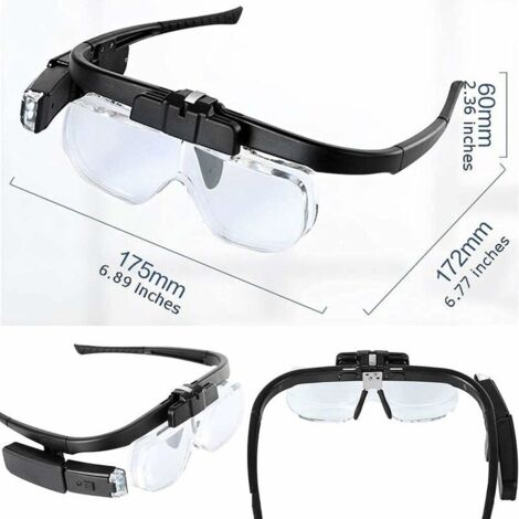 Lunettes Lampe Frontale LED Rechargeable - Éclairage Mains Libres, Plastique, Taille 16cm, Générique Neuve