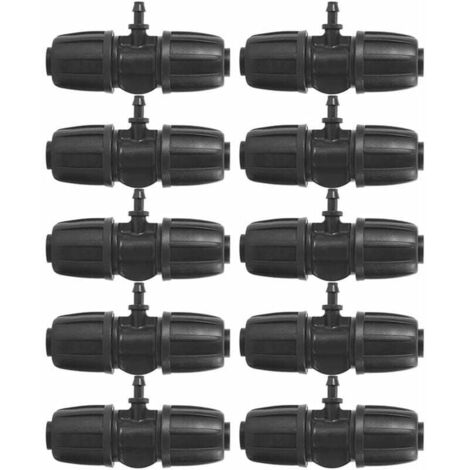 ZVD-16mm à 4/7 Garden Lock Connecteurs en T Barbelés, 10pcs/Set Connecteurs pour PE Hose Garden Irrigation System (1/4)