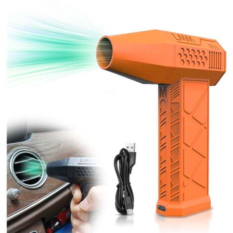 Sèche-cheveux électrique à main sans fil 130 000 tr/min, dépoussiéreur à air comprimé pour voiture, ordinateur, maison, nettoyage, réduction de la poussière industrielle, batterie intégrée (or (1/4)