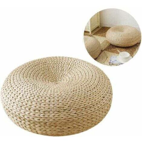 ZVD-Coussin de sol rond respirant en paille tissée (1/4)