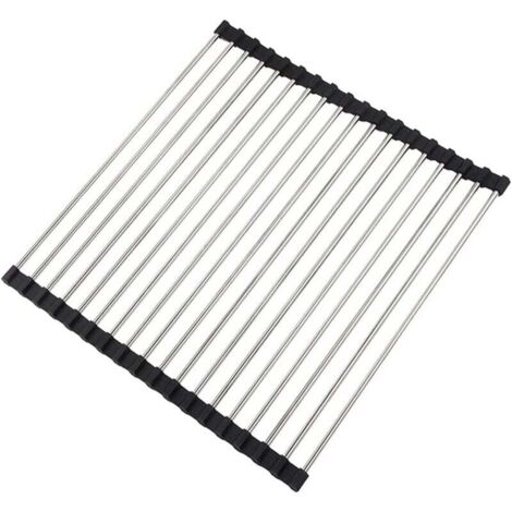 ZVD-Egoutoire Vaisselle Cuisine, Egouttoir Vaisselle Pliable, Egoutoire Vaisselle Cuisine INOX, Égouttoir à Vaisselle de Comptoir pour Évier, Tapis Egouttoir Vaisselle, 43 x 35 cm - (1/4)