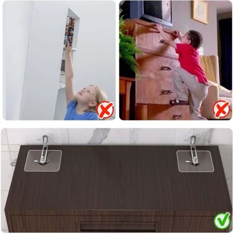4 Paires Kit de Sangles D'Ancrage de Meubles, Ancrages Muraux pour