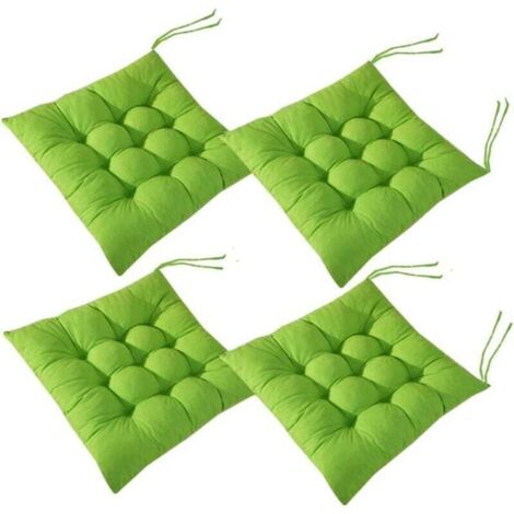 Coussins de chaise carrés, 40 x 40 cm, coussin d'assise, décoration d'intérieur, coussin matelassé, confortable et coloré - Idéal pour l'intérieur et l'extérieur (vert) (1/4)