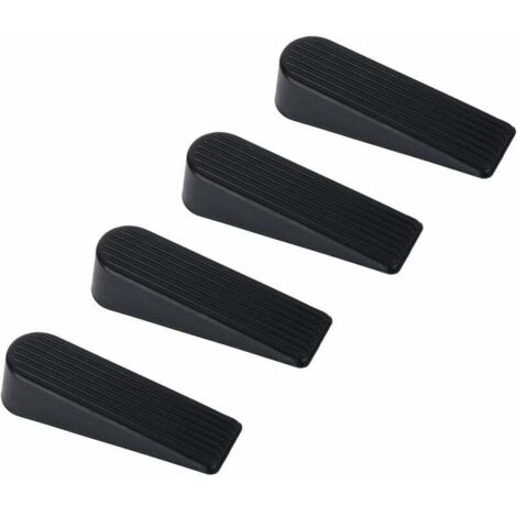 ZVD-Cale Porte, 4 Pack Arrêt Cale de Porte Caoutchouc Mise A Niveau Arret de Porte, 100% Silicone, Non Toxique, Non Odeur, Noir (1/4)