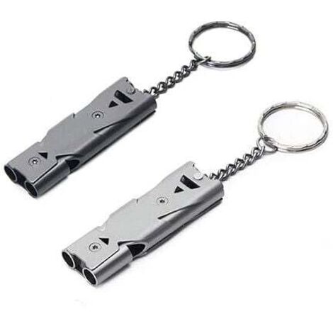 Vvikizy Sifflet Double Tube Aluminium Survie Secours Extérieur(Silver) - Sport