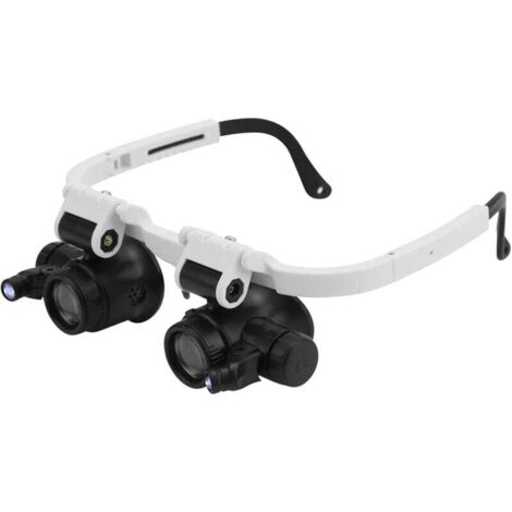 Lunettes Loupe avec 2 Lumières LED, Bijoutier Loupe à Montage sur Tête 8X 15X 23X Agrandir pour Réparation Lecture Bijoux Montres (1/4)