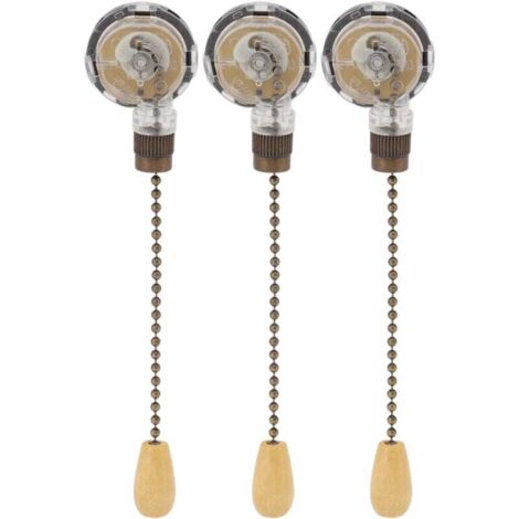 3Pcs Ceiling Fan Pull Switch, Anti-corrosion Replacement, Pull Chain Light Control 250V 3A 125V 6A (1/4)