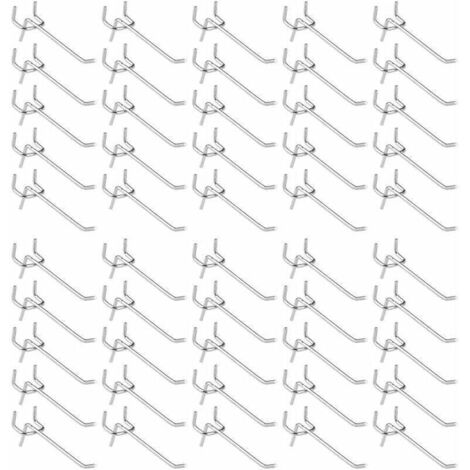 50 Pièces Crochets pour Panneau Perforé,Crochets pour étagères Murales pour Affichage Panneau Perforé Garage Magasin Outils Rangement Cintre Crochets pour étagères Murales (1/4)