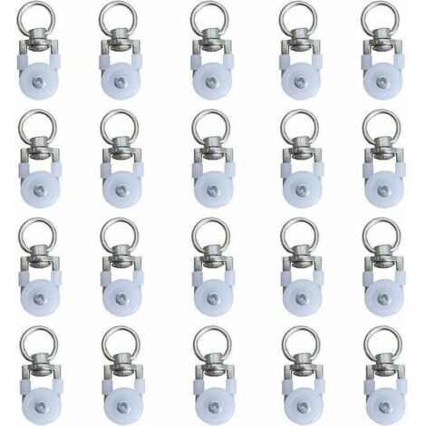 Lot de 20 roulettes pour tringle à rideau, poulies silencieuses, pour double rideau de fenêtre (1/4)