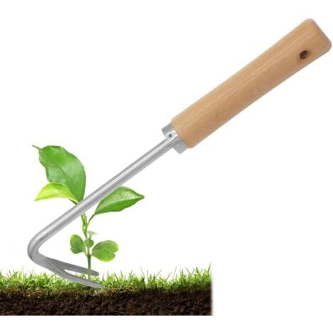 Couteau de désherbage de jardin, outil de désherbage en acier inoxydable, désherbeur manuel avec manche pour désherber, creuser le sol, creuser les légumes, transplanter, 27 × 8 cm (1/4)