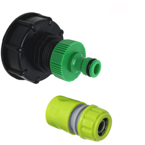 Raccord S60x6 avec connecteur de robinet à dégagement rapide de 1" pour réservoir IBC, récupération des eaux de pluie de 1 000 L (raccord de 1" 90 g et connecteur de tuyau à 4 points) (1/5)