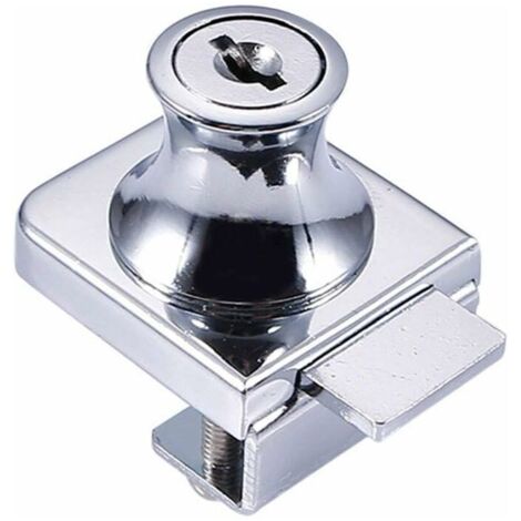 Serrure de porte en verre,Serrure en acier chromé,écran en verre de verrouillage,Serrure pour des portes en verre Serrure vitrine avec, pour la porte en verre de 5-8mm foret avec 2 clés
