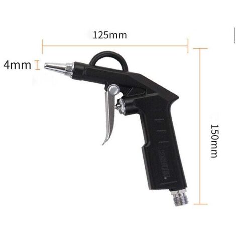 1/4 Blaspistole für Druckluftkompressor max. 6 bar – Düse Ø 4 mm – kurze Düse 25 mm – pneumatisches Reinigungswerkzeug – schwarze Farbe (1/4)