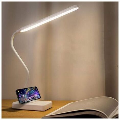 - Lampe de bureau LED sans fil rechargeable par USB 2000 mAh alimentée par batterie, contrôle tactile 3 couleurs 6 luminosité réglable, lampe de bureau portable