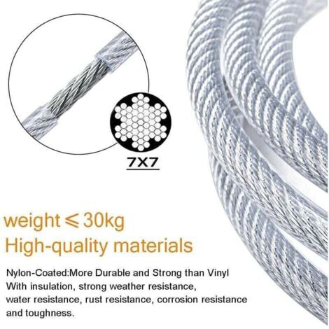 Cable Acier Inox Kit Câble Acier Inox 3mm 30m Avec Accessoires - Tendeur, Pitons Et Serre-Câble Pour Jardin Bricolage Extérieur Cable Acier Inox Kit Câble Acier Inox 3mm 30m Avec Accessoires - Tendeur, Pitons Et Serre-Câble Pour Jardin Bricolage Extérieur