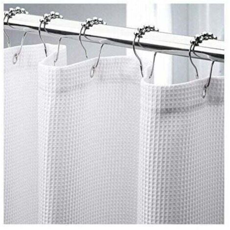 Rideau de douche gaufré de 180 x 210 cm de long, rideau de douche en tissu résistant avec tissage gaufré, rideaux de douche de salle de bain de qualité hôtelière- (1/4)