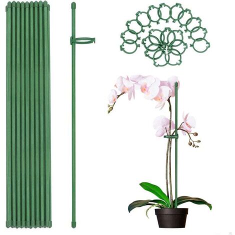 24 PCS Tuteur Plante Orchidée 45CM, Tuteur Plante Intérieur Plastique Piquets de Support pour Plantes Tuteur Plante en Pot avec 24 Clips de Support pour Jardin Fixation Fleur Légumes (1/4)
