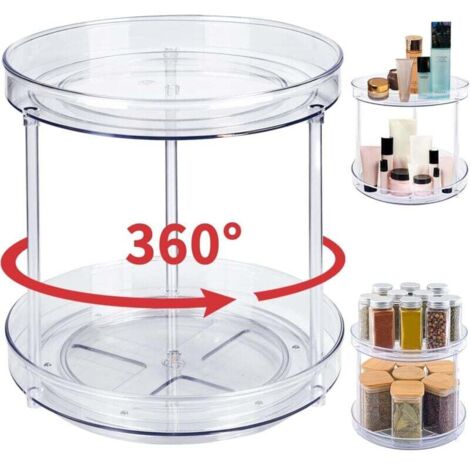 ZVD-Plateau Tournant Placard Cuisine 2 Etages Epices Frigo Lazy Susan Range Epices Cuisine Organisateur de Rangement Cuisine 23cm (1/4)