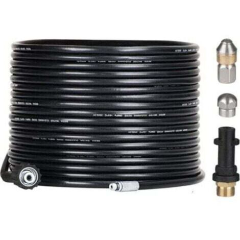 CVP-Kit de débouchage de tuyau de 15 m pour netoyeurs haute pression Kärcher avec buse et buse pivotante, kit de furet professionnel 180 bars avec adaptateur pour accessoires Karcher K2/K3/K4/K5/K6/K (1/4)
