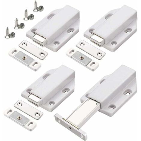 ZVD-Push to Open 4 Pièces Push Open Push Door Placard Fermeture Aimantée pour Système de Tiroir d'Armoire Loquet Magnétique Verrouillage Amortisseur de Porte à Pousser pour Porte de Placard (1/4)