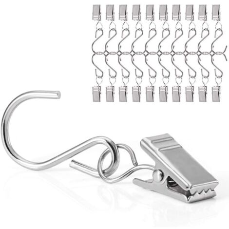 ZVD-40 Pièces Anneaux de Rideaux avec Clips en Acier Inoxydable, Idéal pour Suspendre Rideaux et Décorations (1/4)
