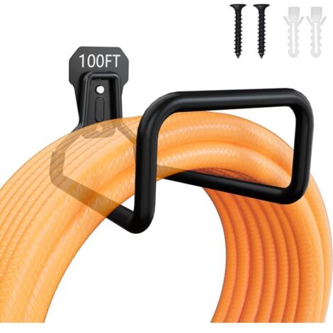 Support mural pour tuyau d'arrosage, support de tuyau d'extérieur robuste, enrouleur de tuyau en métal, support de tuyau d'arrosage extensible avec 4 vis, tuyau d'arrosage (1/5)