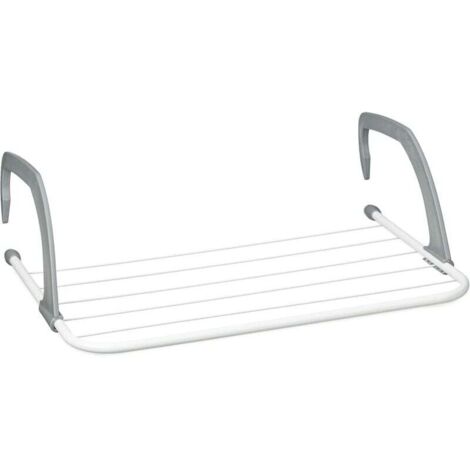 ZVD-Séchoir à linge - Étendoir à suspendre pour radiateur et balcon, petit format, grande capacité d’étendage de 3 m, blanc, 50 cm de longueur (1/4)