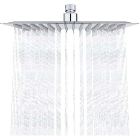 Pommeau de douche en acier inoxydable – douche à économie d’eau, pommeau de douche carré de 25 cm, pommeau de douche à effet pluie universel, filetage 1/2 pouce, rotatif à 360°, inclinable à 30°, faci (1/4)