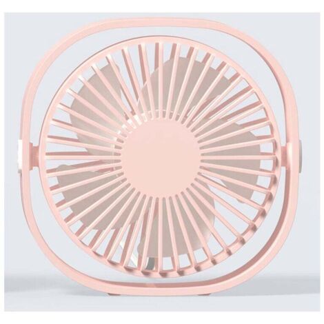 ZVD-Petit ventilateur USB portable silencieux alimenté par USB uniquement (sans batterie), refroidissement, 3 vitesses, réglable, pivotant à 360°, pour la maison, le bureau, la chambre, Rose