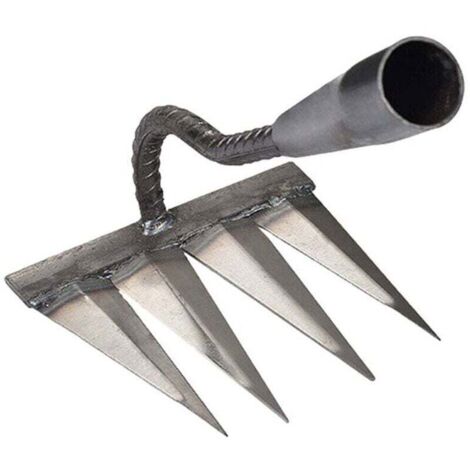 ZVD-Râteau à tapis désherbage houe râteau outil agricole désherbage scarificateur artefact outils agricoles (4 dents) (1/4)