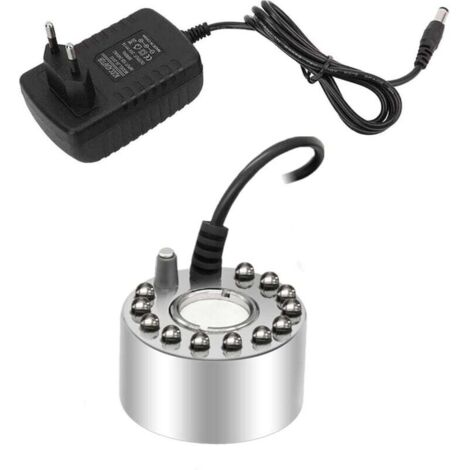 ZVD- Brumisateur de fontaine d'intérieur 12 LED, petit brumisateur d'étang, humidificateur d'air - Idéal pour fontaine à eau, étang, Halloween, décoration de Noël (argent) (1/4)
