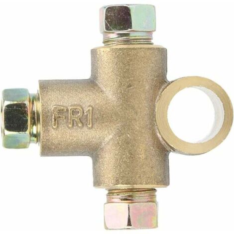 Connecteur de tuyau en T de ligne de frein en forme de T adaptateur 3 voies avec 3 écrous mâles Union courte M10 tuyau 3/16 pouces 10mm+raccord circuit de freinage 3 voie flexible (1/4)