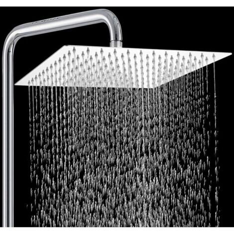 ZVD-Pomme de Douche en Acier Inoxydable 304, Haute Pression avec 144 Jets de Silicone, Économie d'Eau, Carrée (1/4)