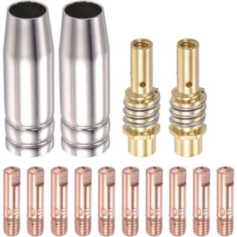 ZVD-Fondre Inert-Gaz (MIG) Torche Soudure Accessoire Trousse 0.8mm Conductive Contact Astuce Buse Connexion Barre 15AK Consumables, 14-Pièce