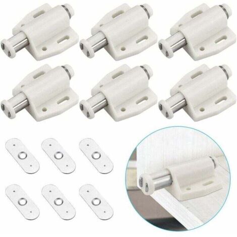 Serrure magnétique à pression, serrure magnétique en plastique, serrure magnétique à fermeture douce pour portes, armoires, tiroirs, placards, portes coulissantes, chambre, cuisine, salle de bain – (1/4)