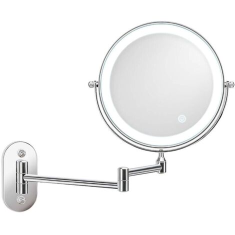 ZVD-Miroir Grossissant Lumineux Mural x5, Miroir de Maquillage 7 Pouces, Pivotant 360°