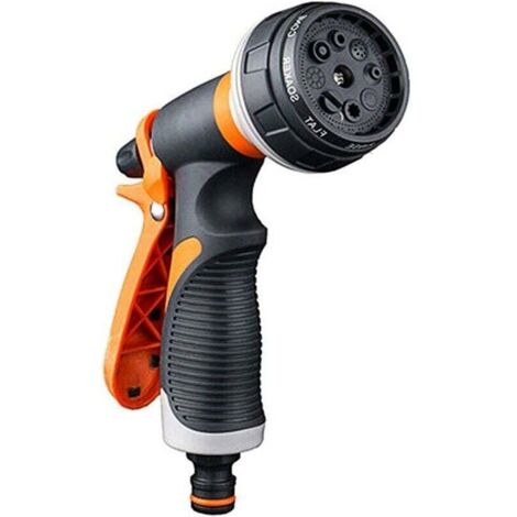 Pistolet pulvérisateur de jardin ZVD, 8 modes d'arrosage, multifonction, en plastique, idéal pour le lavage de voiture, l'arrosage de la pelouse et du jardin, gris/orange (1/4)