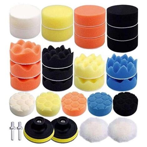 Ensemble d'éponges de polissage pour voiture de 31 pièces avec adaptateur de foret M14 et tampon de polissage pour polisseuses à double action RO/DA
