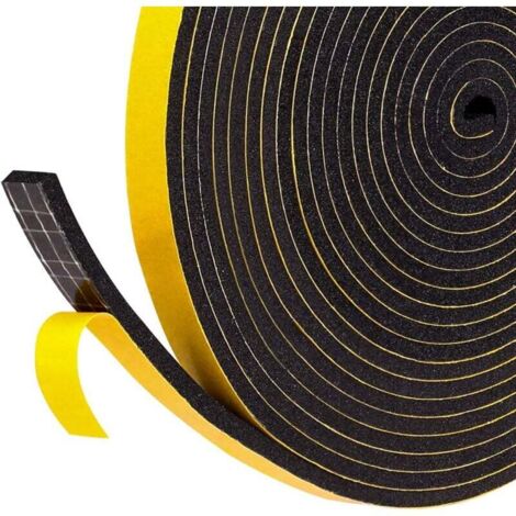 Joint d'étanchéité autocollant Ahlsen pour portes-fenêtres, 1 rouleau 12 mm x 6 mm x 3 m, isolation phonique et thermique, protection des meubles pour climatiseurs – Mousse noire (1/4)