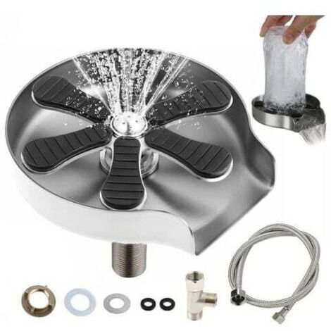 Rince Verre Evier, Laveuse Automatique Tasses 304 Rince Verre en Acier Inoxydable, Rince Verre pour Évier de Cuisine, Lave Verre Evier Accessoires D'éVier de Cuisine Rinceur en Verre (Argent) (1/4)