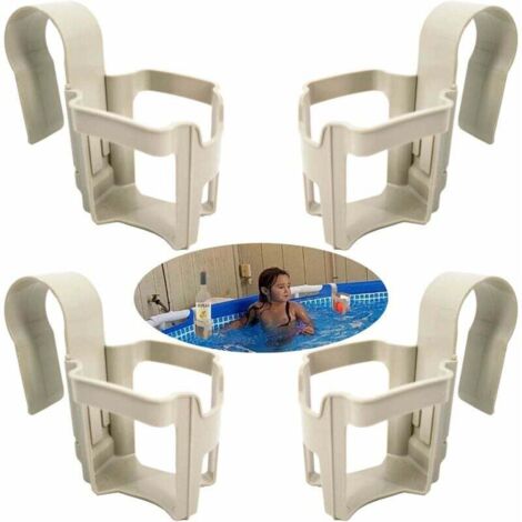 Porte-gobelets de piscine ZVD : lot de 4 accessoires de piscine multifonctions avec support pour piscine, panier de rangement et porte-gobelet amovible pour fêtes d'été, plage et baignoires. (1/4)