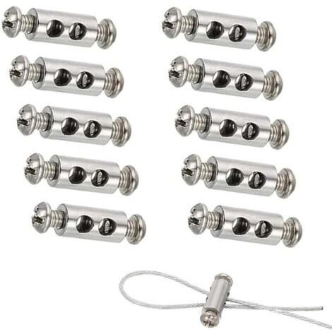 Lot de 10 colliers de serrage avec capuchon à vis, colliers de serrage pour câbles et fils de diamètre 1 à 3 mm, pinces double face pour câbles et fils en acier (1/3)
