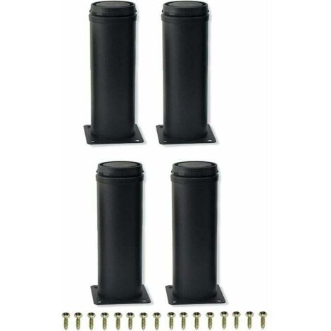 ZVD-4 pièces 15 cm Noir en Acier Inoxydable réglable en métal Pieds de Meubles pour Armoire Pieds de Table canapé Pieds Meubles Pied de Remplacement,Noir,15cm (1/4)