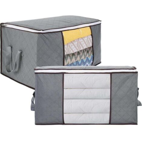ZVD-Sac de Rangement pour Vetement, 2PCS 90L Sac de Rangement pour Couette Pliables, Sac de Rangement Sous Lit avec Poignée Renforcée pour Literie Couvertures Oreillers Jouets Vestes, 60x4 (1/4)