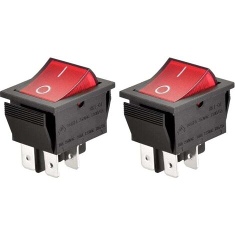 Interrupteur à bascule marche/arrêt à 4 broches, lumière rouge (pack de 2) (1/4)