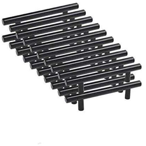 ZVD-20pcs 96mm Acier Inoxydable T Barre Noir Cusine Poignée barre de porte d'Armoire avec Vis