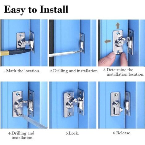 Loquet De Porte Coulissant à 90 Degrés, Angle Droit En Acier Inoxydable Serrure Dangle De Securite Boucle Pliante Pour Porte Coulissante Argent 8 X 28 Cm 88548780