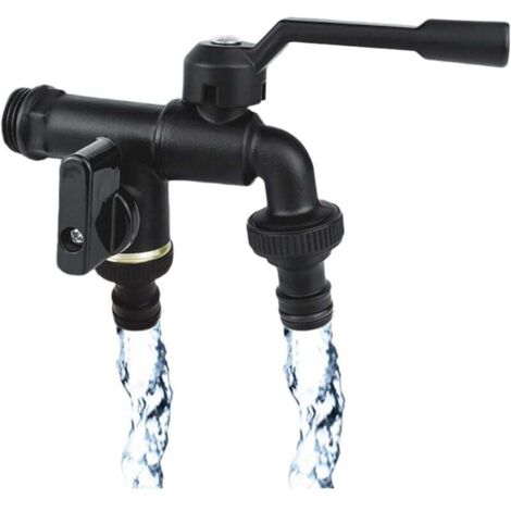 Robinet de jardin extérieur double amélioré, sorties de répartiteur de tuyau de 1/2 pouce et deux de 3/4 pouce, séparateur de robinet extérieur résistant à la rouille et au gel pour le jardin
