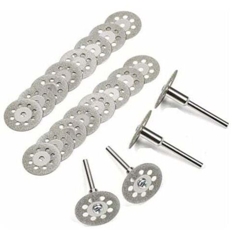 ZVD- Disque Diamant de Coupe, 20Pcs 22mm Diamant Mini Disques à Tronçonner avec 4 Pièces Mandrins Tiges pour Disques Rotatifs pour Dremel outils rotatifs verre gemmes Disques de coupe Guazhuni