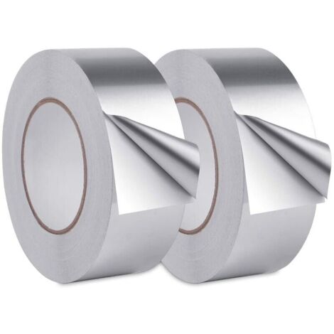 Ruban adhésif aluminium, ruban d'étanchéité aluminium, ruban aluminium étanche, pour cuisine, salle de bain, électricien, surfaces métalliques, 20 m 30 mm (2 rouleaux, argent)